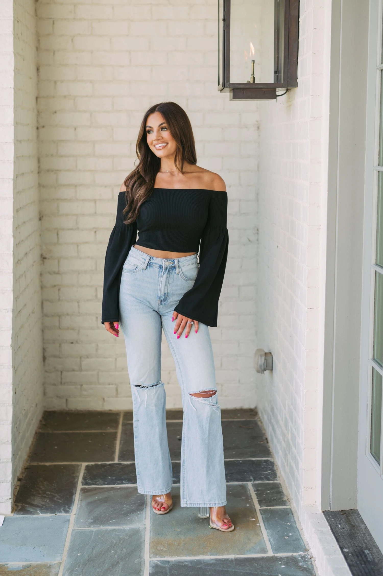 OTS Bell Sleeve Sweater- Black - Image 3