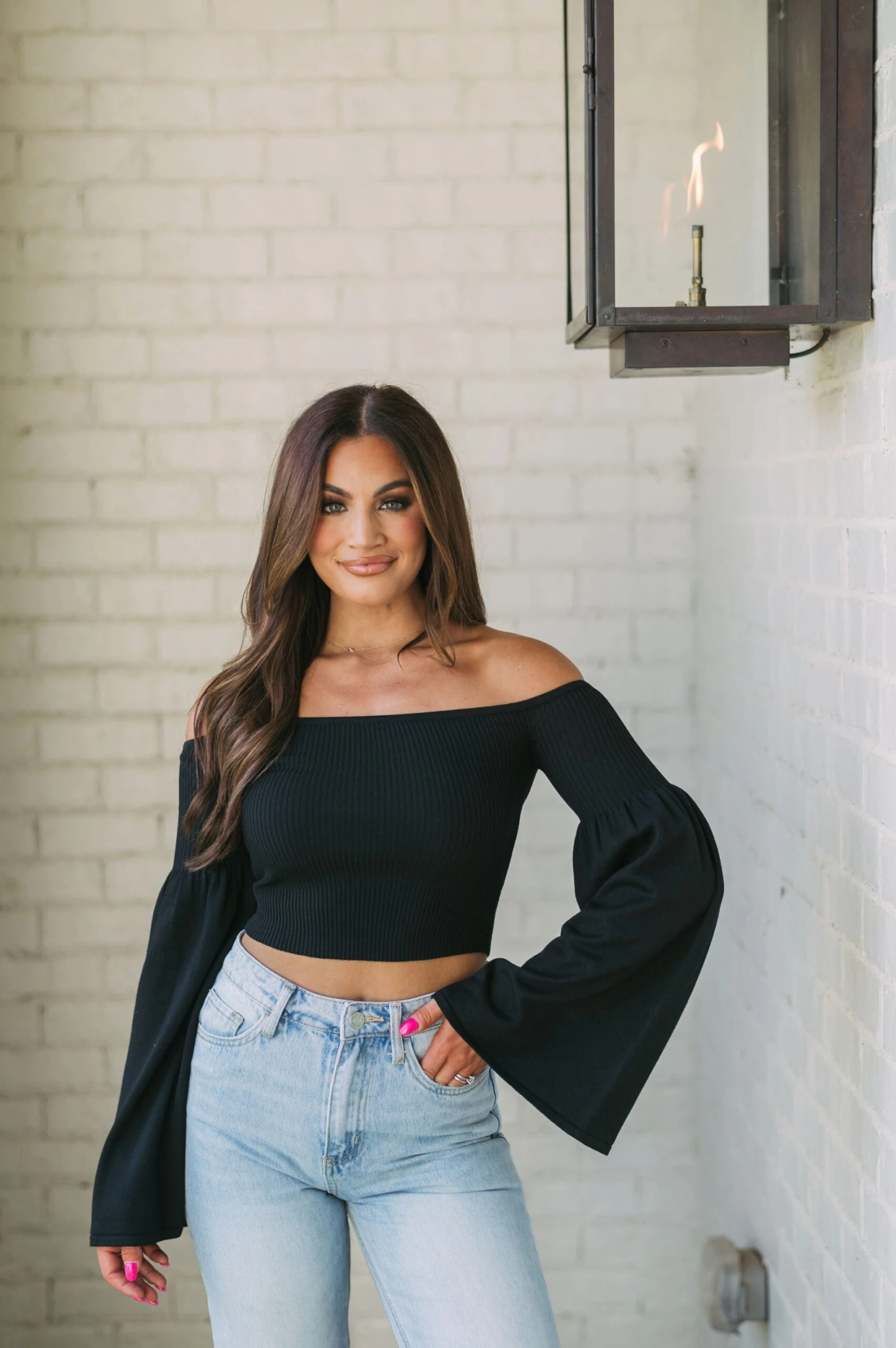 OTS Bell Sleeve Sweater- Black - Image 4