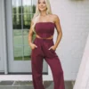 Asher Wide Leg Sweatpants- Burgundy