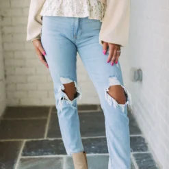 Busted Knee Straight Jeans