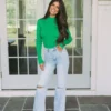 Marissa Mock Neck Top-Green