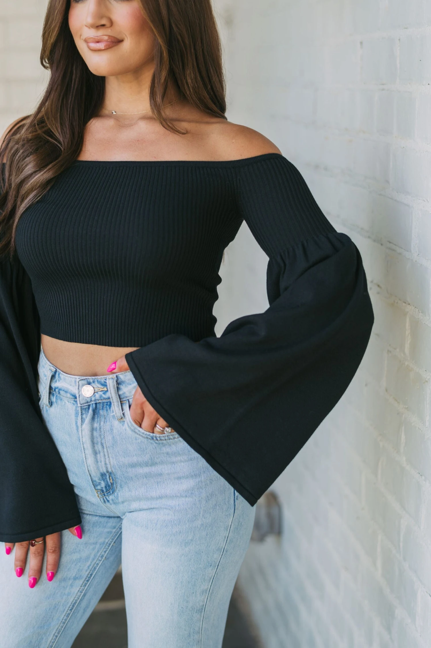 OTS Bell Sleeve Sweater- Black - Image 5