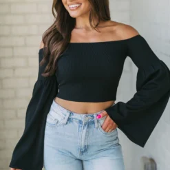 OTS Bell Sleeve Sweater- Black