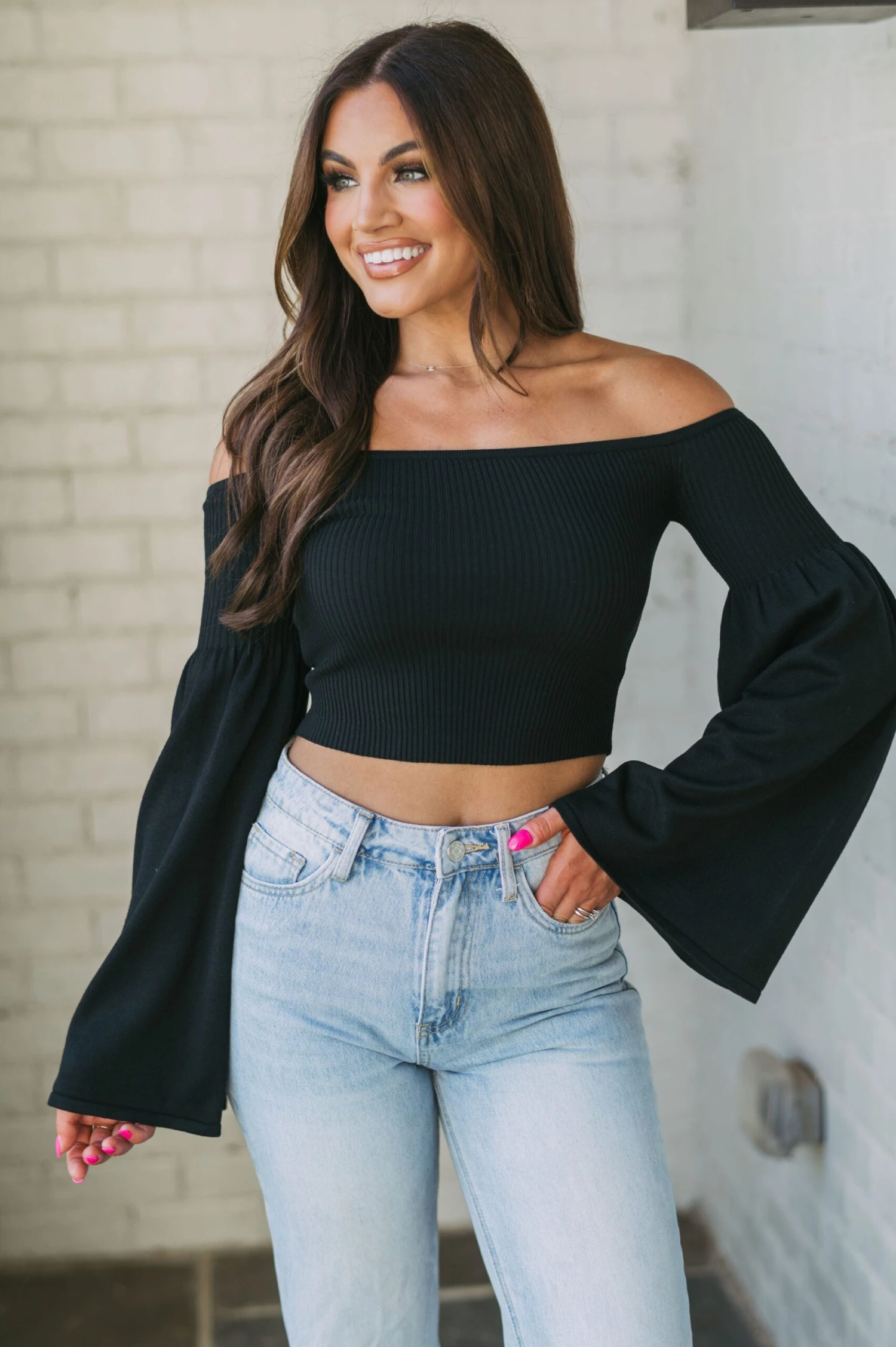 OTS Bell Sleeve Sweater- Black