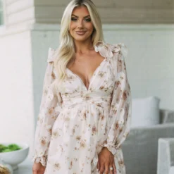 Fall Floral Ruffle Dress