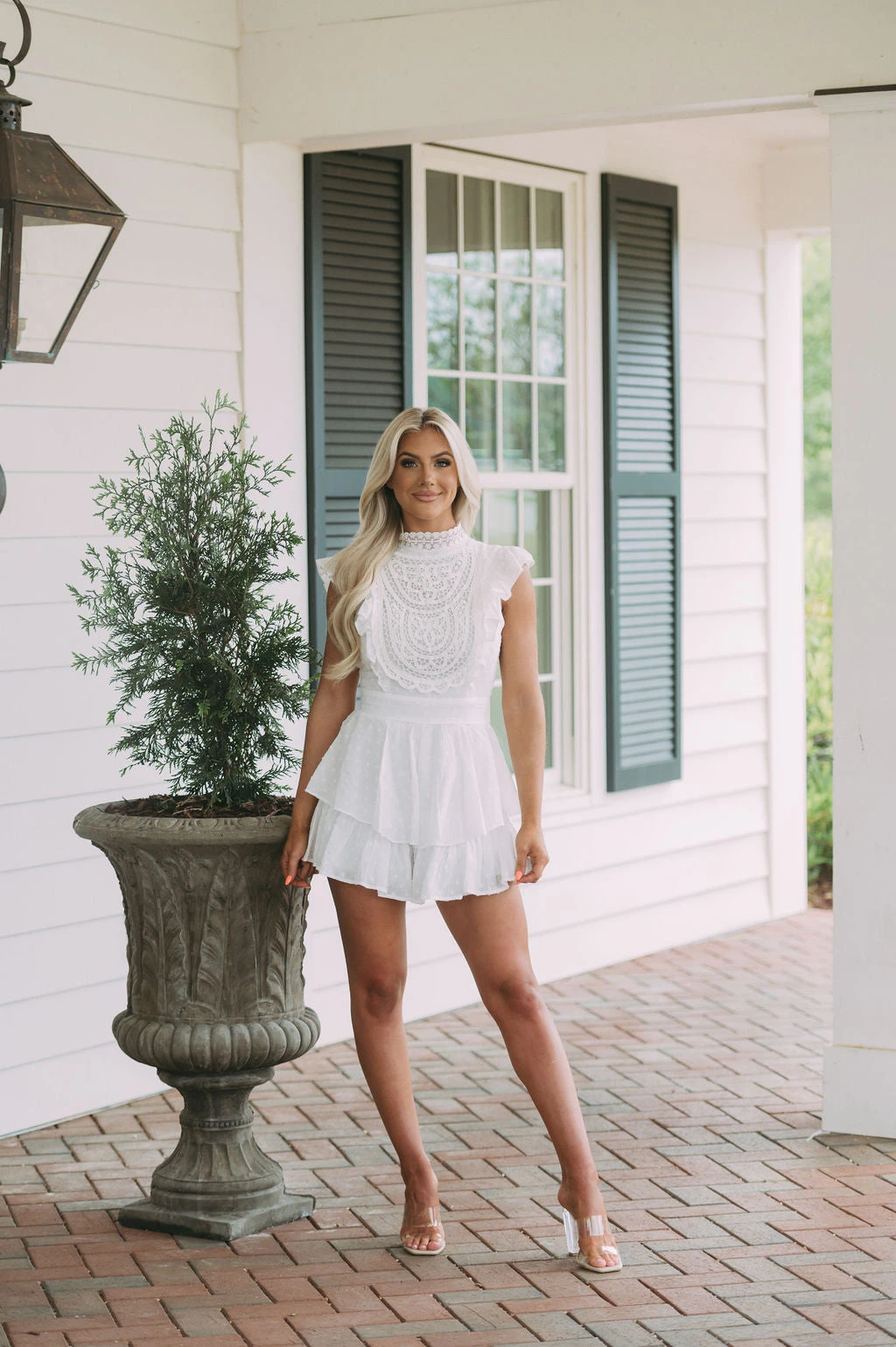 Caroline Dotted Romper-White - Image 3