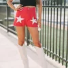 Suede Star Shorts- Red/Cream