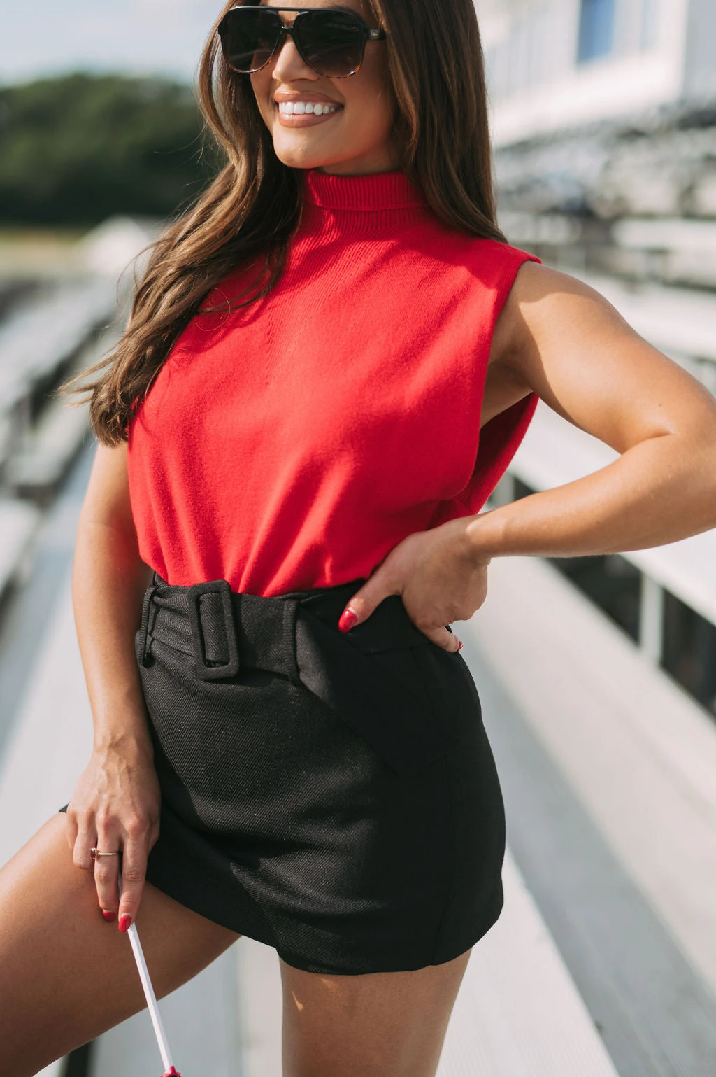 Muscle Sleeve Sweater- Red - Image 5