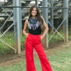 Allie Wide Leg Jeans- Red