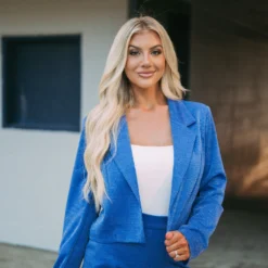 Sparkle Blazer Set- Blue