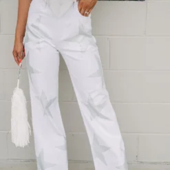 Sequin Star Flares- White