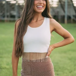 Rhinestone Tassel Top