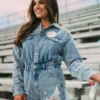 Adley Distressed Denim Romper