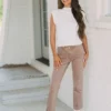 Mid-Rise Cropped Jeans- Vintage Brown