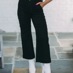 Allie Wide Leg Jeans-Black
