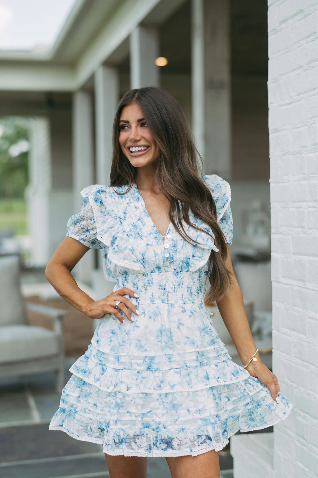 Addy Floral Dress-Blue - Image 3