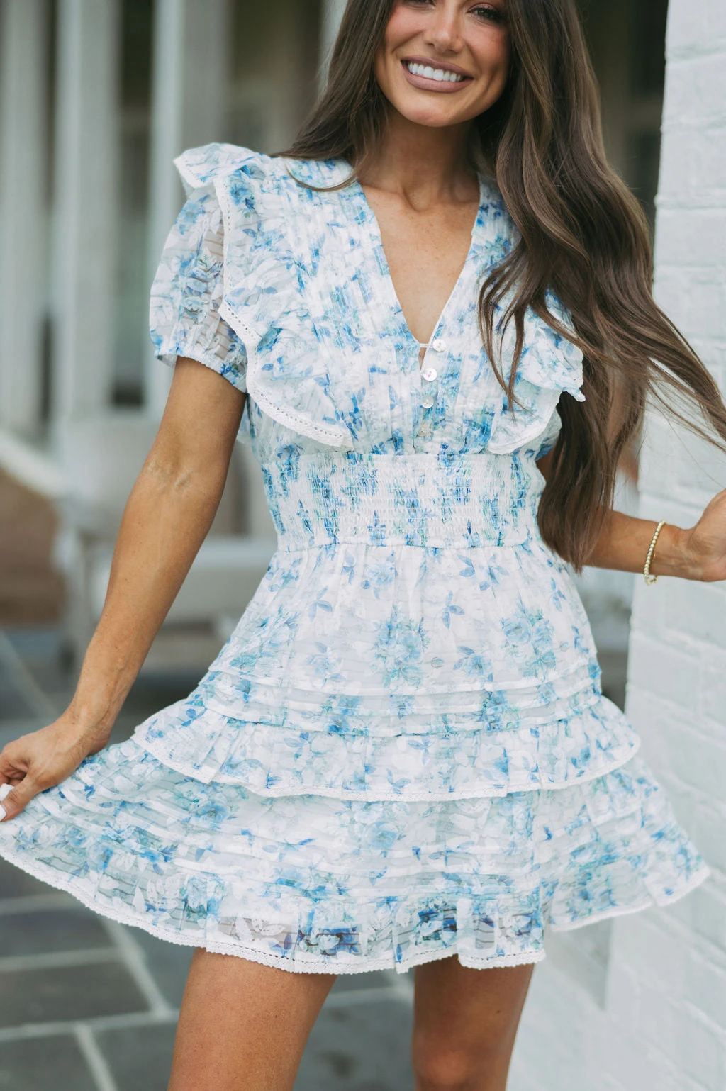 Addy Floral Dress-Blue - Image 4