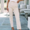 Faux Leather Straight Leg Pants- Beige
