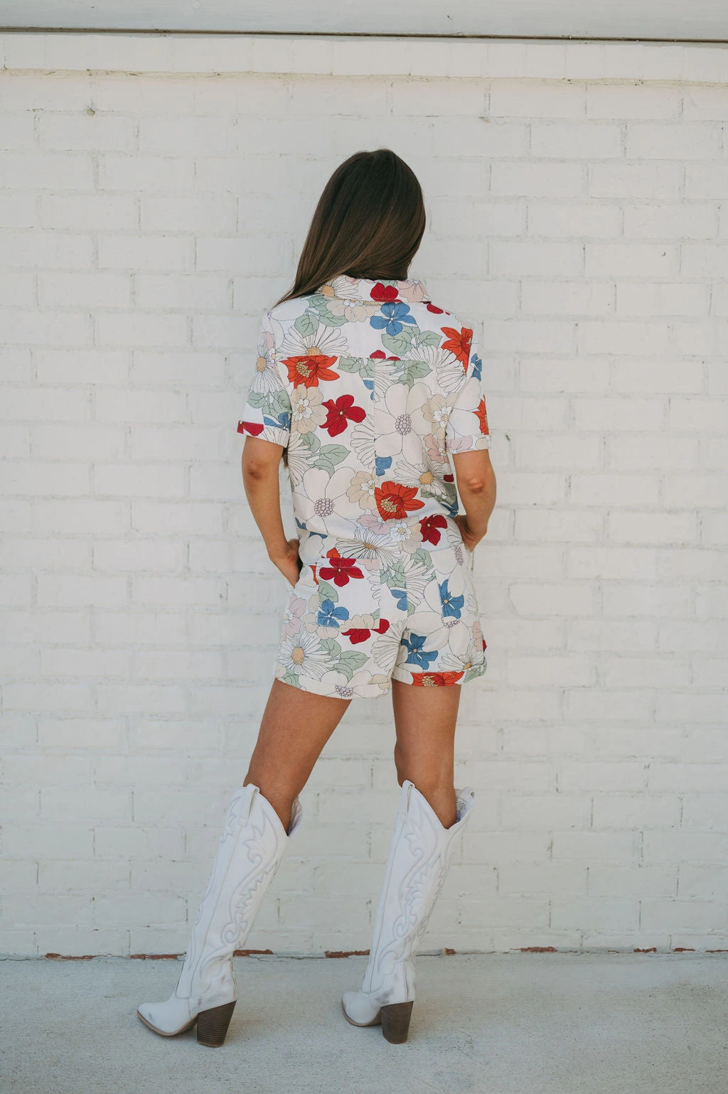 Reese Floral Denim Romper-Red Multi - Image 10