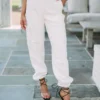 Jennifer Faux Leather Joggers- Off White