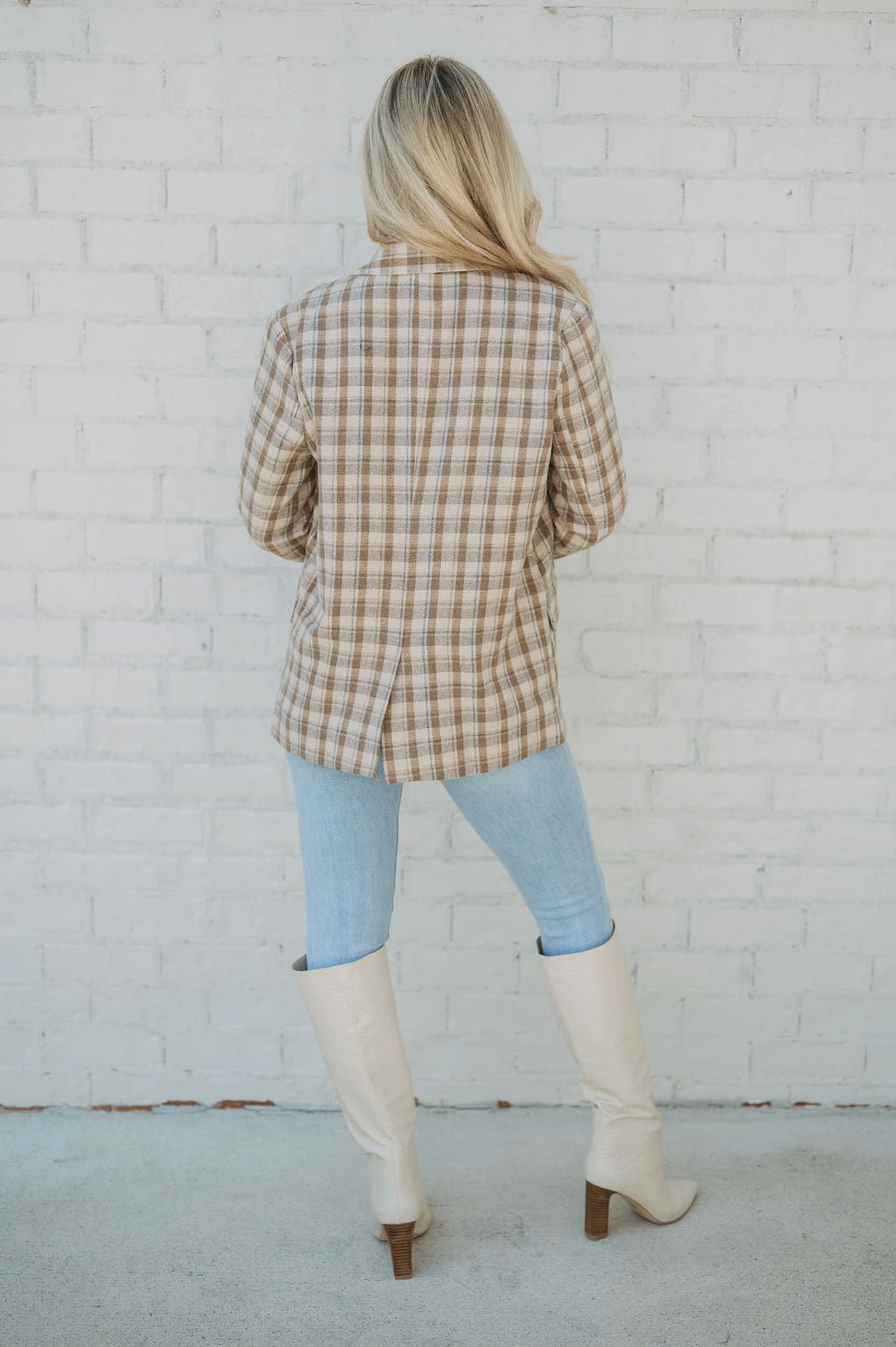 Cozy Plaid Blazer- Taupe - Image 12