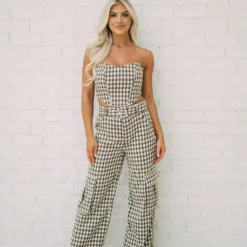 Tweed Pants Set- Houndstooth