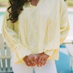 Remy Eyelet Blouse- Yellow