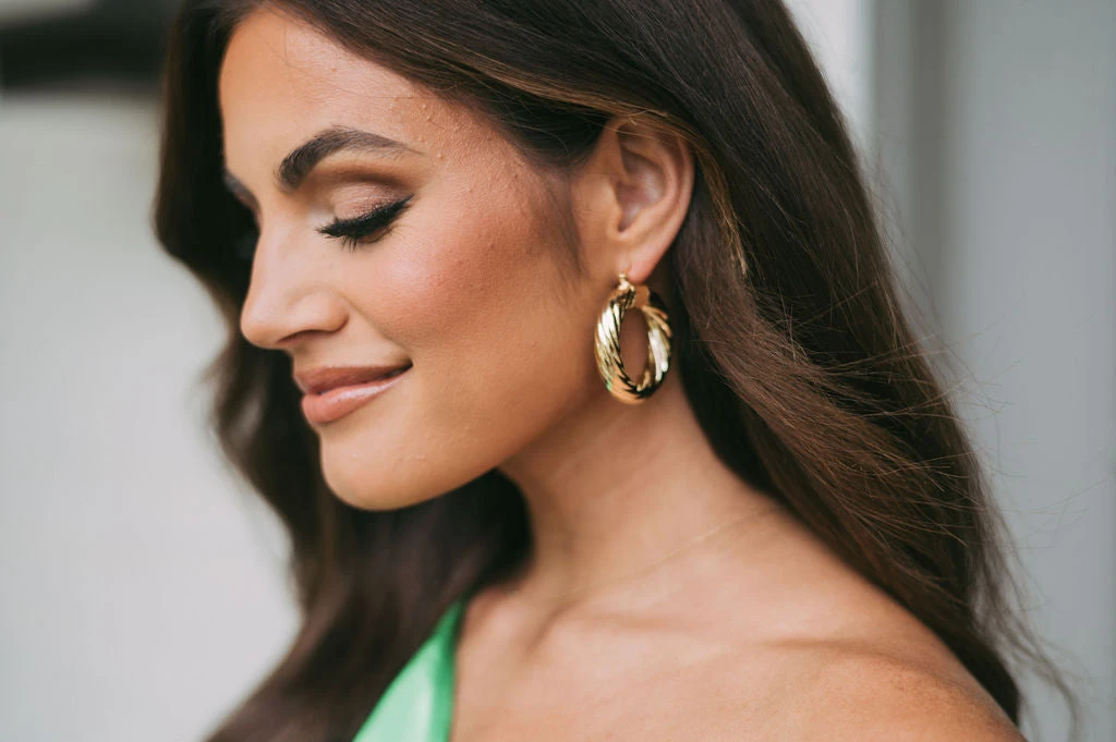 Twisted Gold Hoops - Image 2