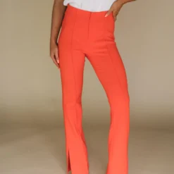 Spicy Orange Side Slit Pants