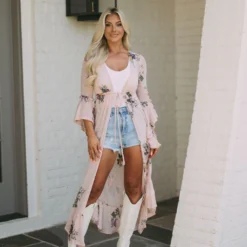 Knit Floral Embroidered Duster