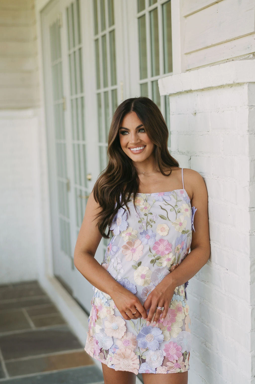 Mable Floral Applique Dress- Lilac Mix