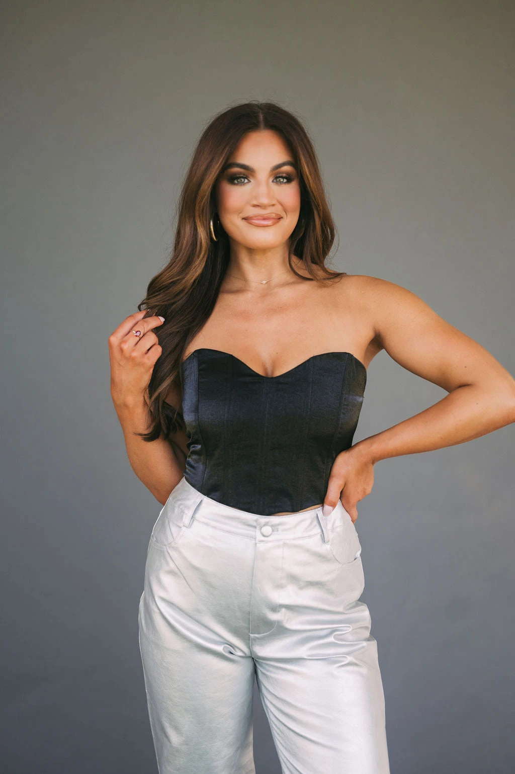 Satin Corset Top- Black - Image 4