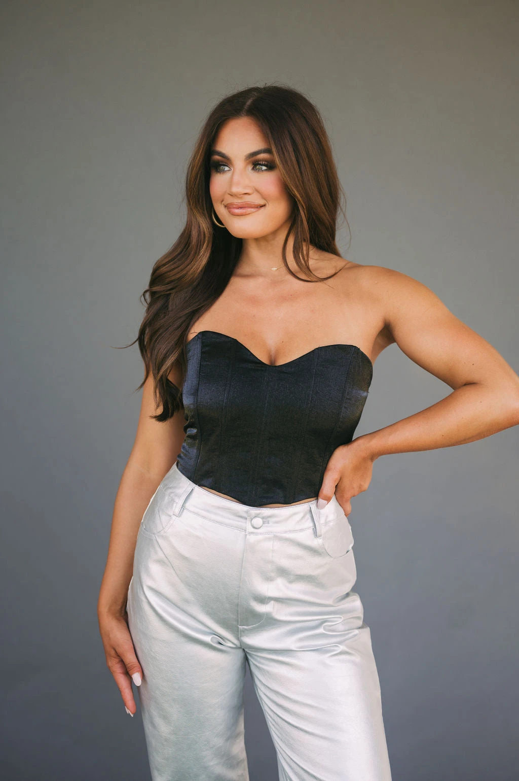 Satin Corset Top- Black