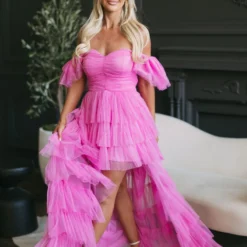 Taylor Mesh Dress-Pink