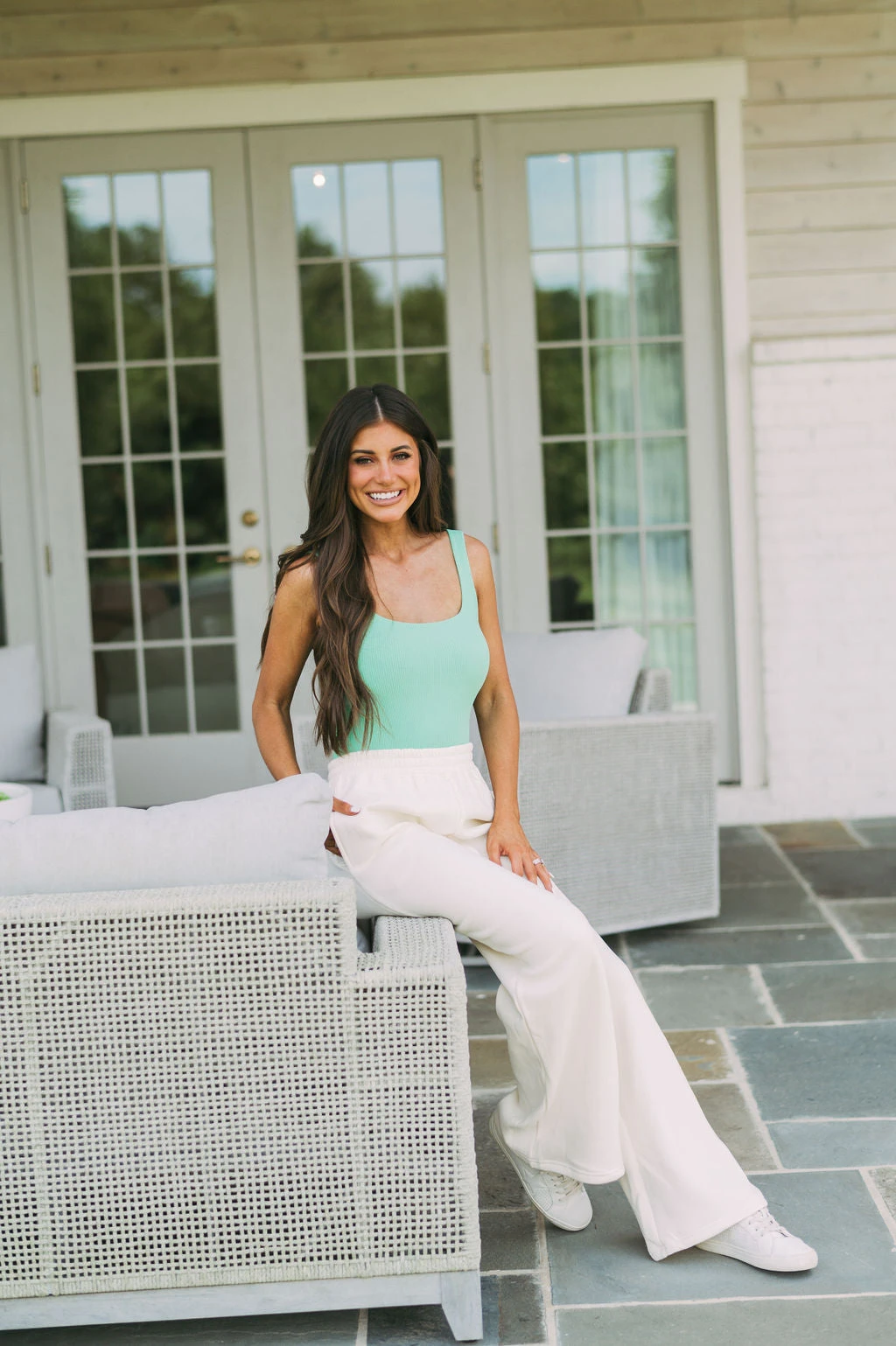 Ribbed Square Neck Bodysuit-Green - Image 4