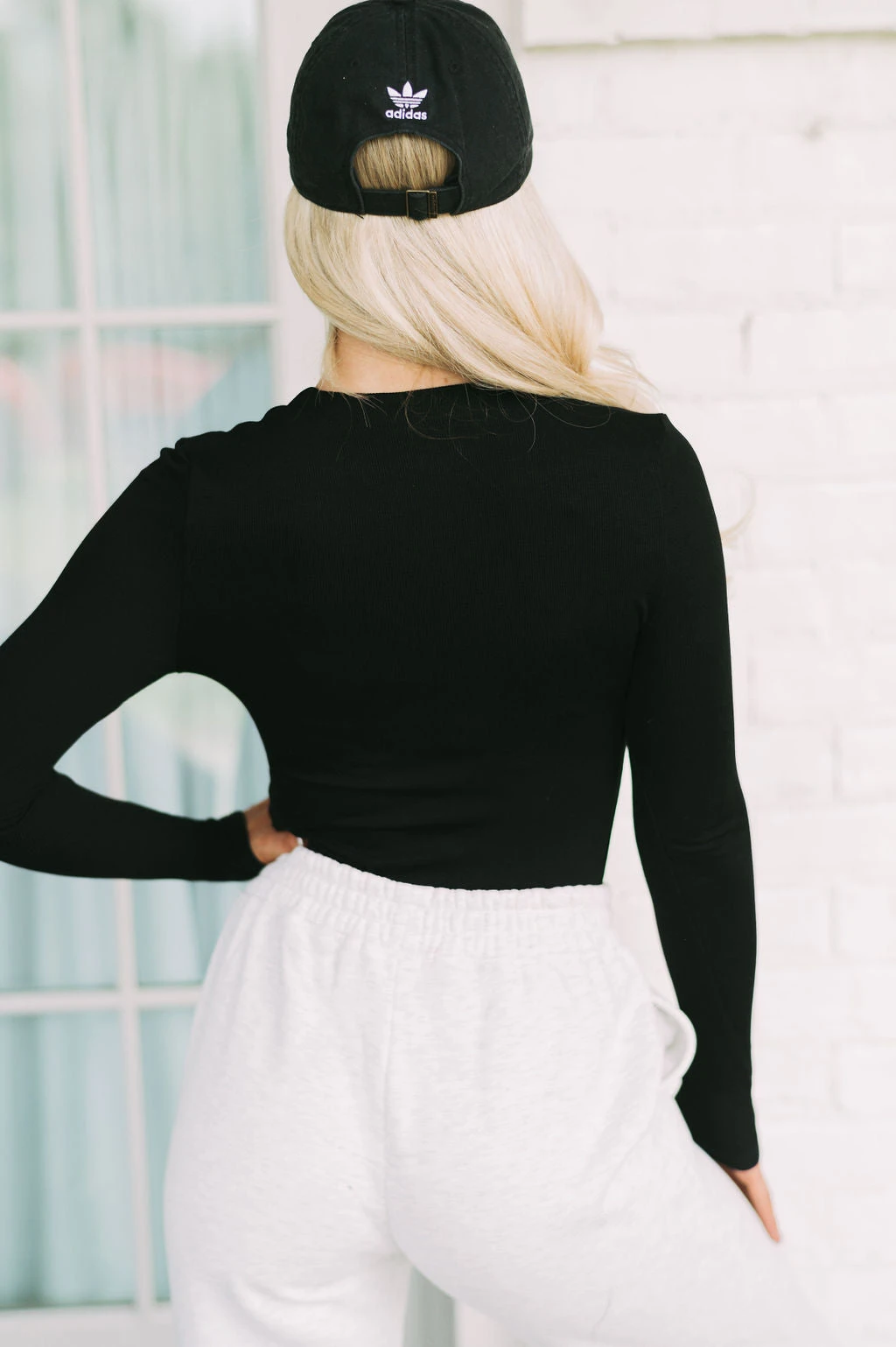 Quarter Zip Ribbed Top-Black - Image 3