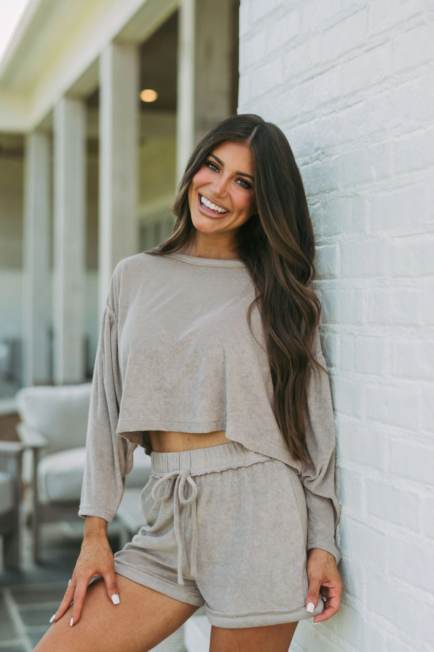 Ally French Terry Shorts Set-Mocha - Image 2