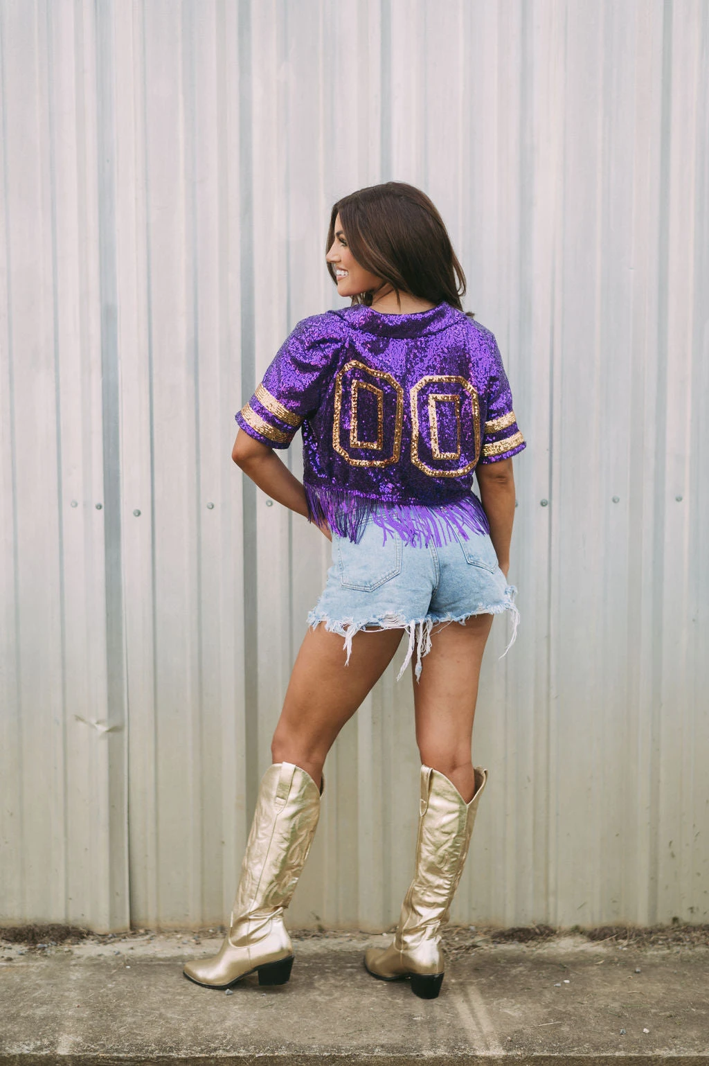 Sequin Jersey Top- Purple - Image 8