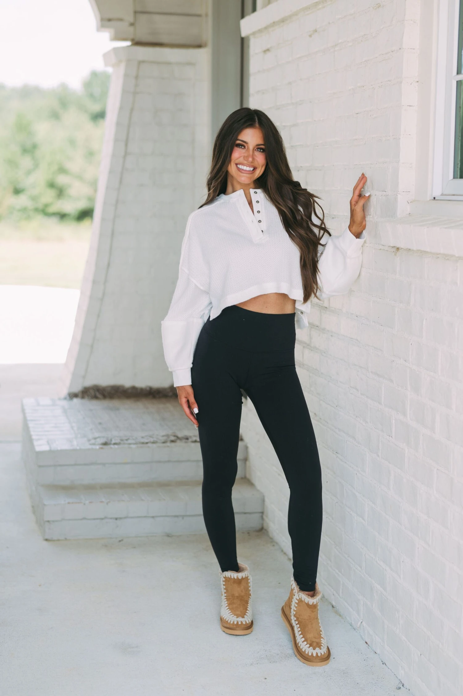 Waffle Knit Crop Sweater-White - Image 8