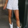 Rhinestone Accented Denim Shorts-White