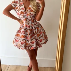 Fall Floral Bubble Dress