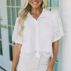 Lace Puff Sleeve Top- White